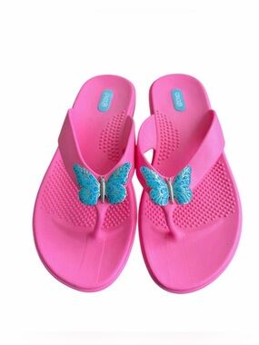 OkaB Ryann Electric Pink Butterfly Sandals Women’s M/L Beach Vacation Summer NEW